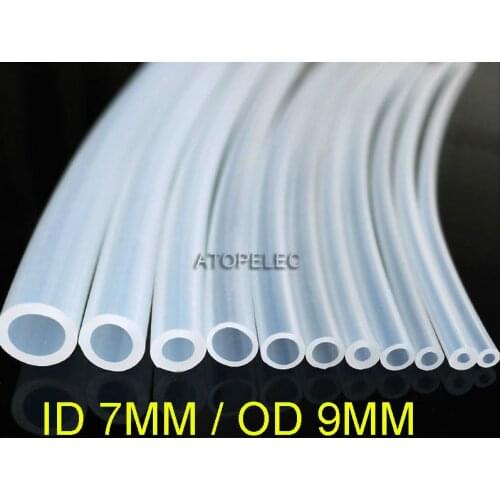 7*9 Flexible Soft Food Grade Silicone Hose Tube Pipe ID_7mm OD_9mm Transparent Clear 180Deg.C