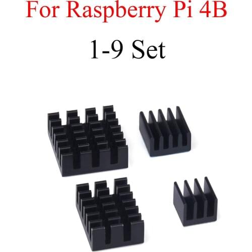 1 - 9 Set Aluminum Heat Sink Cooling Sink Cooler HeatSink 4Pcs Kit Radiator For Raspberry Pi 4 Model B Black