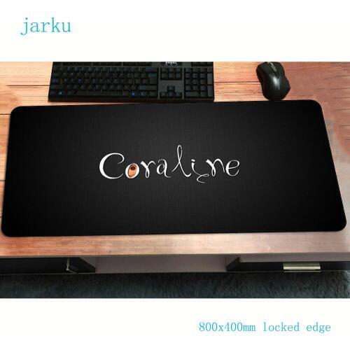 Coraline mouse pad 800x400x2mm gaming mousepad anime thick office notbook desk mat locked edge padmouse games pc gamer mats