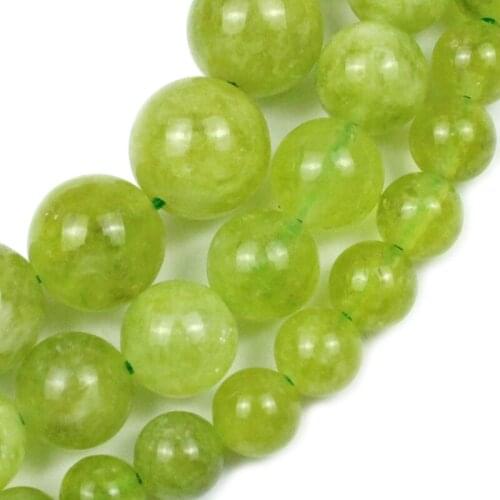Natural Peridot Olivine Stone Round Loose Spacer Beads 6/8/10mm for Jewelry Making Handmade Diy Necklace Bracelet 15" Inch