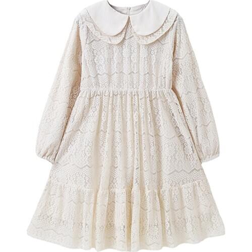 4 to 14 years kids & teenager girls long sleeve lace overlay princess flare dress children girl fashion spring formal dresses