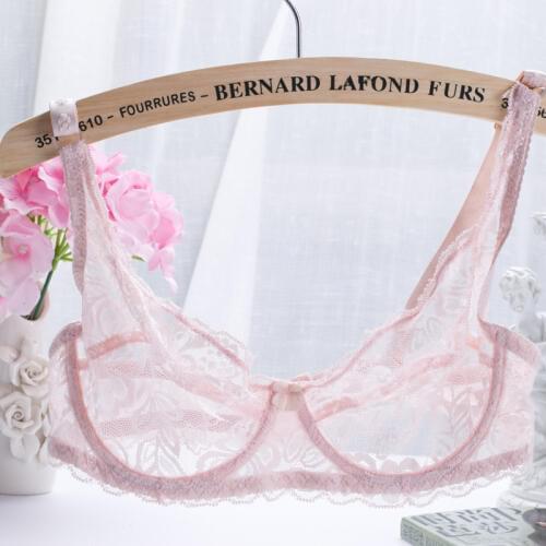 Lace Womens Through Bra Size 34-40BC Full CUP Sexy Top Bras Floral Mesh Underwear Transparent Lingerie Thin Perspective Bralette