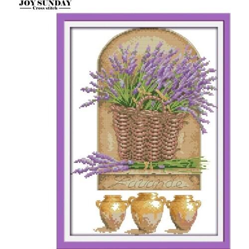 Lavender cross stitch needlework diy aida 14ct 11ct dmc cotton thread paintings stitch cross embroidery kit new year decorations