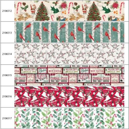 Printed Christmas Theme Ribbons Grosgrain Gift Character 5Yards for Making DIY Hair Bows Party Decoration