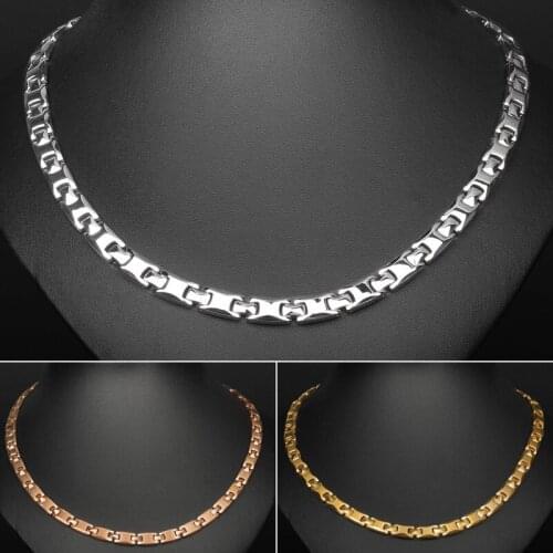 Magnetic 4 In 1 Elements Chain Stainless Steel Necklaces Health Arthritis FIR Bio Energy Healing Power Necklace for Men Women