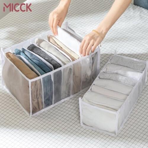 MICCK Washable Underwear Storage Box Wardrobe Storage Containers For Pants Bra Underwear Independent Grid Organizer Container