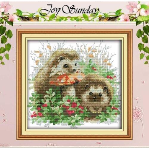Hedgehog and Mushroom Counted Cross Stitch 11CT 14CT Cross Stitch Set Wholesale Animal Cross-stitch Kits Embroidery Needlework