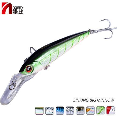 NOEBY NBL9093140/180mm minnow fishing lure 50/98g sinking Trolling bait thru-wire construction big lip lures Official store