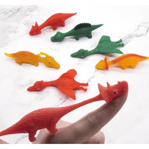 20Pcs Catapult Funny Wall Animal Slingshot Sticky Novelty Jokes Toys Dinosaur Soft Squeeze Antistress Finger Toys Children Gifts