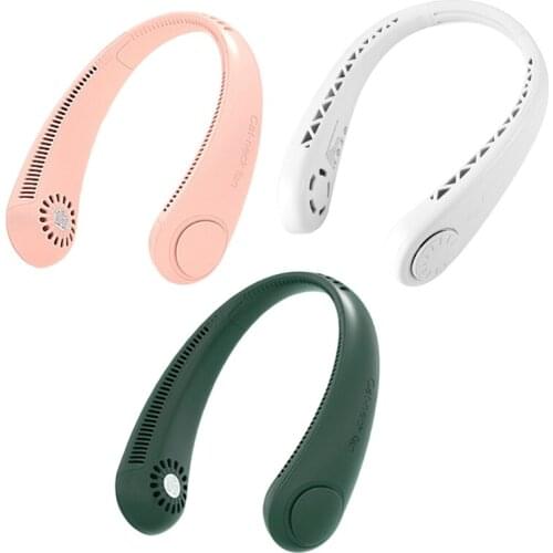 Portable USB Rechargeable Neck Hanging Fan Mini Air Cooler Conditioner 3 Speed Personal Fan for Traveling Outdoor Home Office