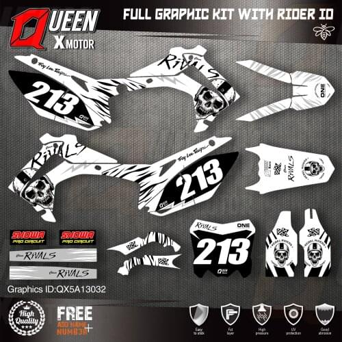 QUEEN X MOTOR Custom Team Graphics Backgrounds Decals Stickers Kit For HONDA 2014-2017 CRF250R 2013-2016 CRF450R 032