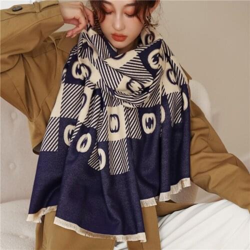 Luxury Plaid Winter Cashmere Warm Scarf Pashmina Women Foulard Thick Blanket Shawls Lady Wraps Bufanda Stoles 2021 New