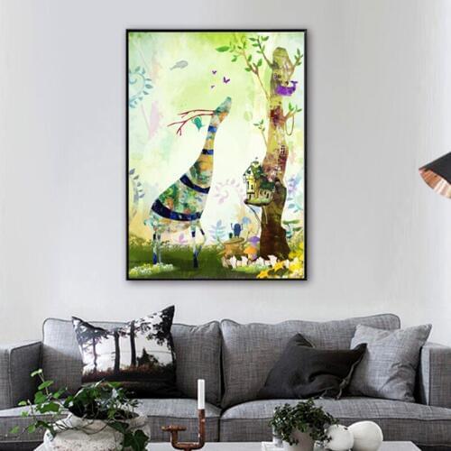 Nordic Christmas Dreamland Forest Canvas Painting Wall Art Print Canvas Poster Wall Pictures Kids Room Home Decor