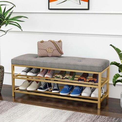 Getting started shoe changing stool Home entrance light luxury creative leather stool Entering the home Long simple shoe rack ca