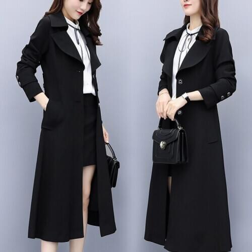 Trench Coat for Long Women Spring Plus Size Womens Windbreaker Overcoat Autumn Korean Female Coats Manteau Femme KJ2071