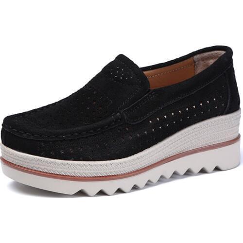 New fashion Summer Women wedge Shoes Platform Sneakers Slip On autumn Leather Suede Ladies Loafers Moccasins Casual Shoes Women