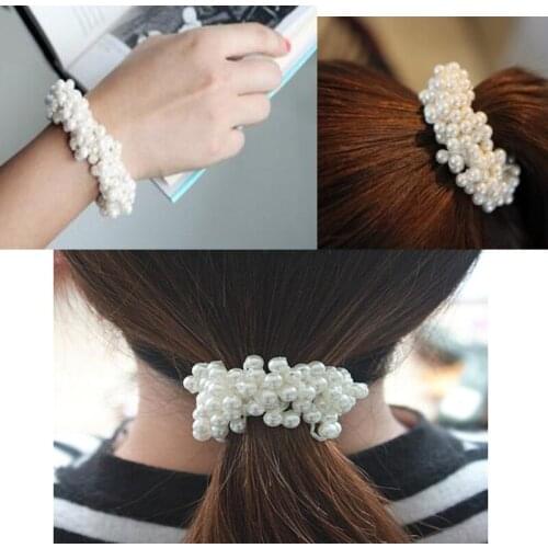 Pearl hair ring girl hair rope flower hair ring imported rubber band head rope