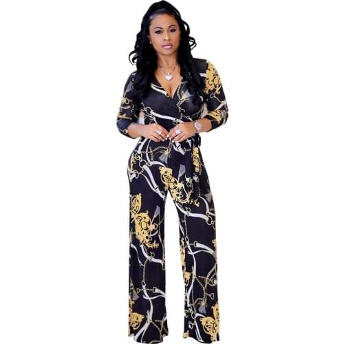 Adogirl Elegant Women V-neck Long Sleeve Jumpsuits Floral Print Overlay Wide Leg Pants One Piece Casual Party Club Jumpsuits