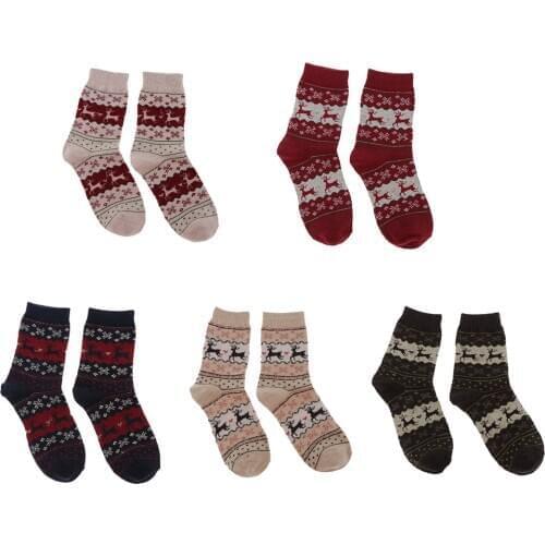 Womens Merns Winter Socks Thick Wool Soft Warm Casual Socks Vintage Knit Gift Socks, One Size