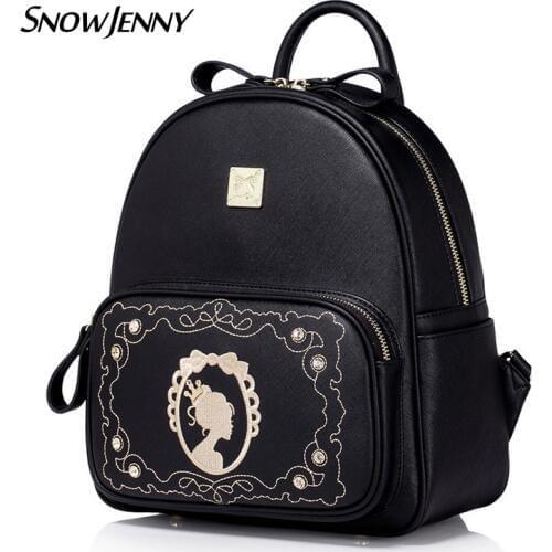 Women Backpack Preppy Style Schoolbag Travel Bag Totes Borsa SnowJenny SJ Brand Braccialini Queen Embroidery