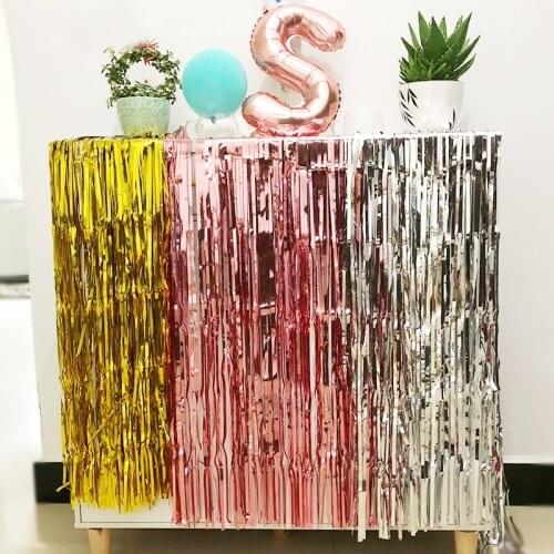 1/2/3M Rose Gold Foil Curtain Wedding Backdrop Tinsel Curtain Photo Booth Backdrop Fringe Foil Curtain Birthday Party Decoration