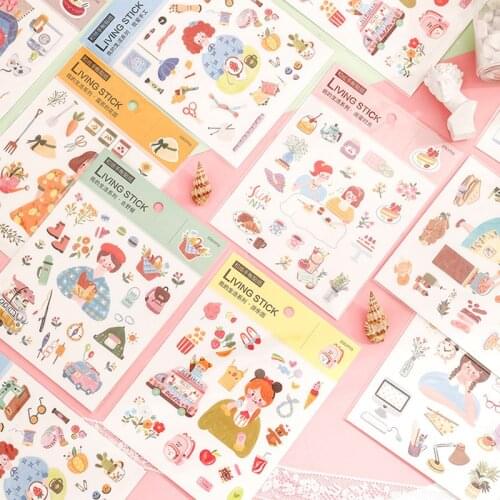 1 Sheet Cartoon Living Life Washi Sticker Diy Decoration Diary Bullet Journal Planner Craft Scrapbooking Label Sticker Aesthetic
