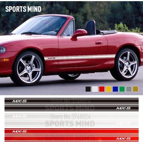 1 Pair Customizable For Mazda MX-5 Mazdaspeed MX 5 JDM Accessories Door Side Strip Car Sticker Decal Automobiles Car Styling