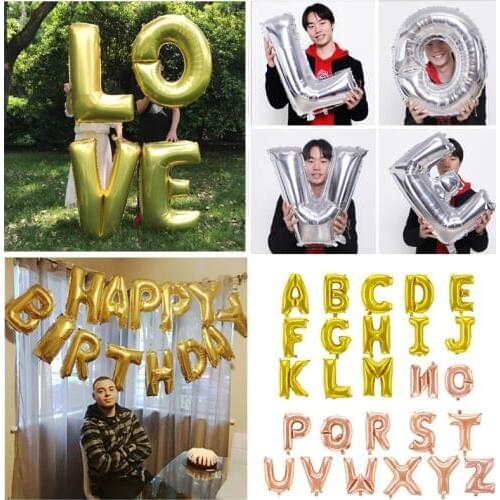 1pc 40inch Gold Sliver Rose Gold Letter Foil Balloons Birthday Party Decorations Adult Wedding Decoration Globos Diy Name Decor