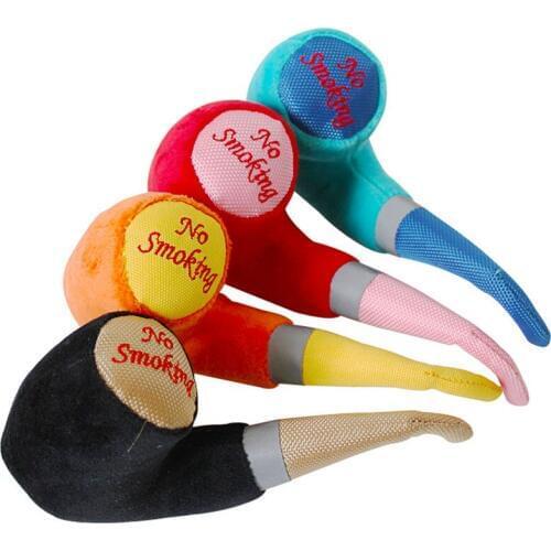 1Pcs Colorful Tobacco Pipe Shape Pet Squeak Chew Toy Puppy Dog Toy Smoking Throw Bite