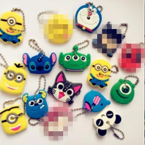 1Pcs Cartoon Silicone Protective Key Case Cover for Key Control Dust Cover Holder Organizer Cat Bear Home Supplies