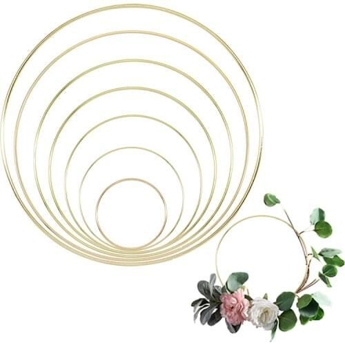 10/15/20/25/30/35/40cm DIY Iron Gold Metal Ring Handmade Wedding Flowers Metal Circle Catcher Hoop Decor Wall Hanging Ornament