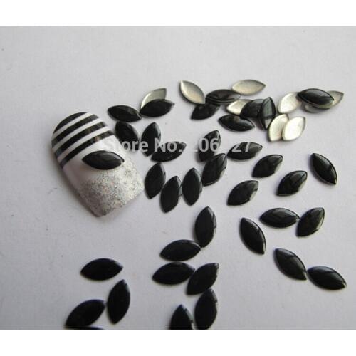 200pcs Cute S-93 4*8mm Nail Art Black Horse-Eye Shape Metal Stud Nail Art Decoration