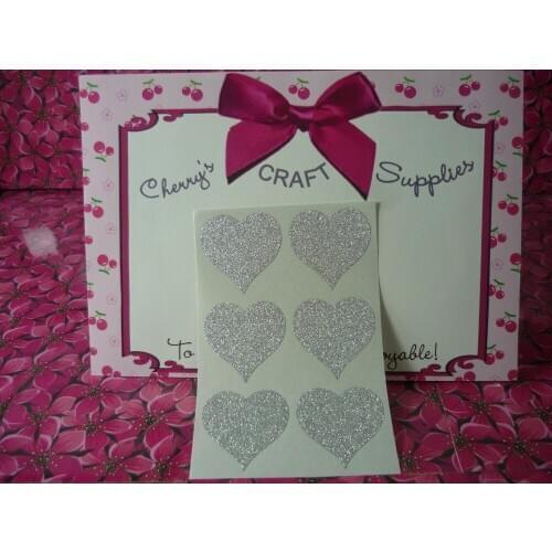 3.8cm Silver glitter wedding favors heart sticker