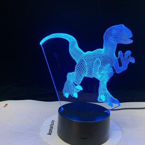 Dinosaur Running 3D Lamp Cartoon USB Night Light Mutilcolors LED RGBw Lighting Bulb Luminaria Kid Toy Gift