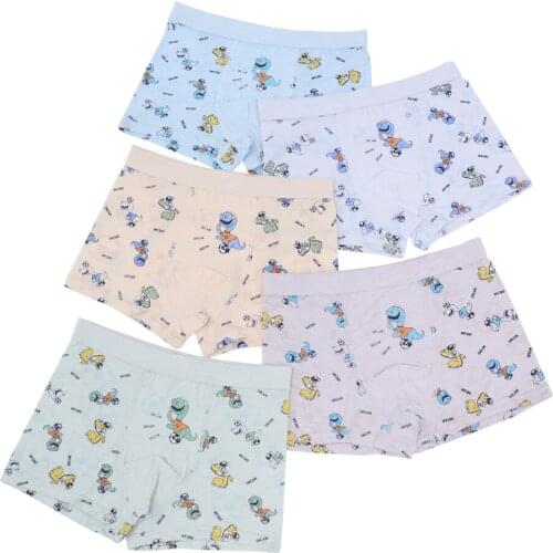 5pcs/Lot Four Seasons Wear High Quality 47.5%Cotton Cartoon Boys Lycra Cute Dinosaur Cotton Underwear Set Childrens Panties