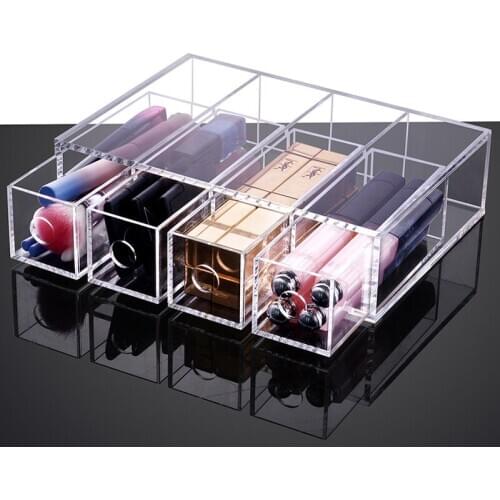 Acrylic 4 Drawers Makeup Organizer Cosmetic Storage Box Desktop Lipstick Makeup Brush Holder Perfume Organizer Jewelry Box