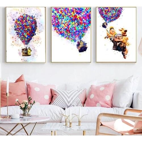 5D Diamond Painting Disney Watercolor Pixar Up Painting Abstract Balloon Wall Art Pictures for Living Room Decor