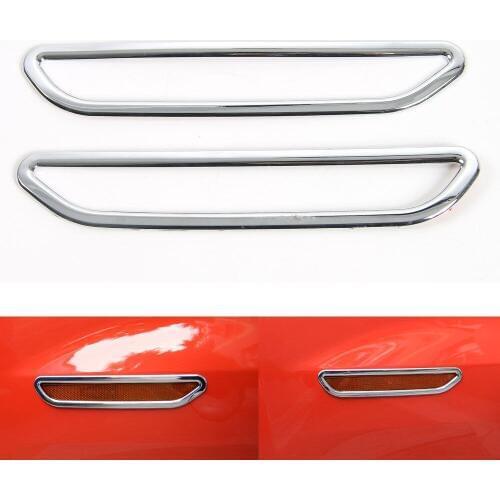 BBQ@FUKA 2x Car Rear Bumper Side Warning Light Decoration Ring Cover Trim Sticker Fit For Ford Mustang 2015 2016 Car-styling