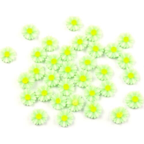 50Pcs Green Flower Resin Decoration Crafts Beads Flatback Cabochon Scrapbook DIY Embellishments Accessories