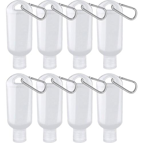 8PCS Travel Plastic Clear Keychain Bottles Portable Liquid Leakproof Empty Transparent Sliver Containers Flip Cap pulverizador
