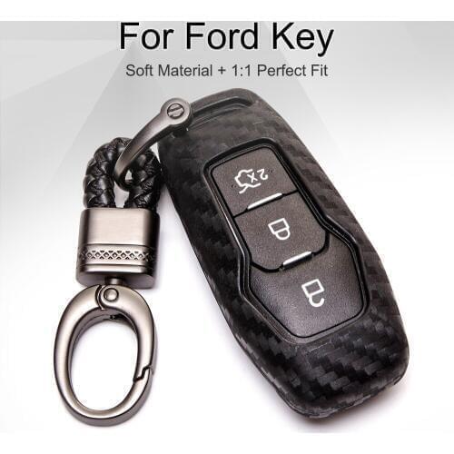 For Ford Carbon Fiber Pattern Car Key Cover Case Key Holder for Ford Mondeo 2.0T Ecosport Kuga Escape Focus Explorer Mustang MK