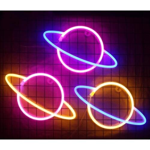 Colorful Planet Led Neon Light Cool Neon Sign LED Night Light for Children Kids Bedroom Atmosphere Decortive Lamp Xmas Gifts