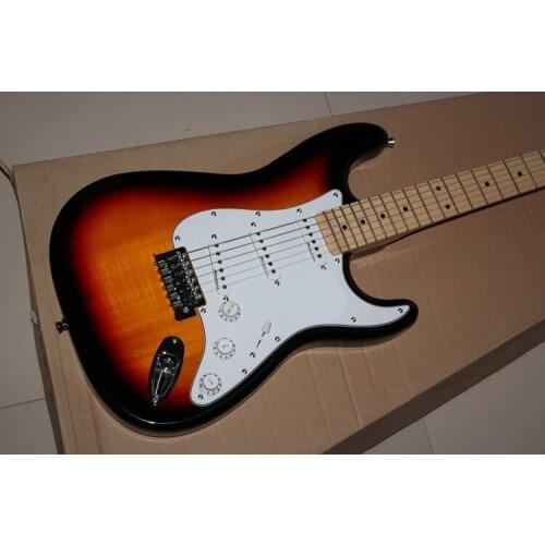 The sun color electric guitar and SSH pickup, White Pickguard, maple finger board provide customized, free delivery