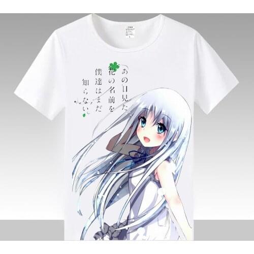 Anohana The Flower We Saw That Day Cosplay T Shirt Japanese Anime Honma Meiko Printed Summer T-Shirt Cartoon Top Tee Costume