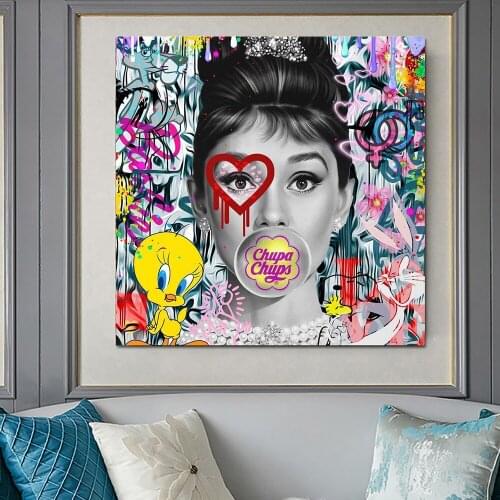 Graffiti Pop Art Hepburn Prints Canvas Poster Prints Canvas Painting Wall Art Picture Modern Living Room Home Decoration Cuadros