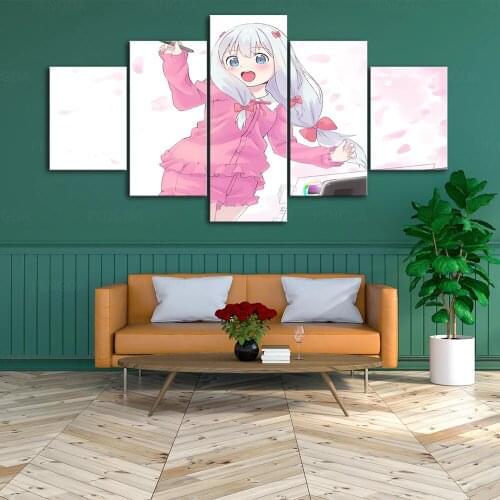 HD Prints Painting Anime Wall Art Modular Canvas Poster 5 Panel Picture Eromanga Sensei Home Decoration For Bedside Background