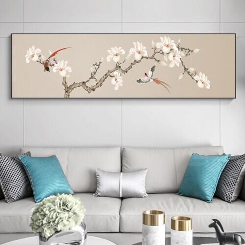 Chinese Style Branches Birds Flowers Poster and Prints Canvas Print Painting Art Wall Pictures for Living Room Home Decor