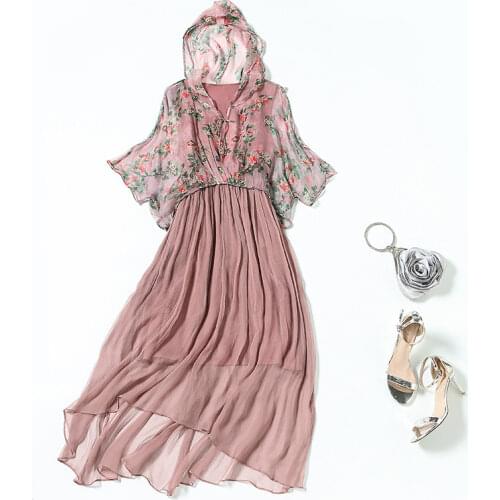 High Quality Summer Dress 2021 100% Silk Dresses for Women Casual Short Sleeve Dress Female Korean Fashion Vestidos Pph4316