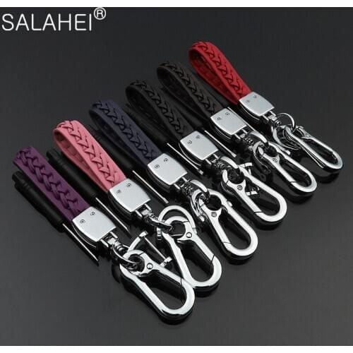 Metal Hand-woven Lambskin Car Logo keychain Pendant Auto Key Rings Accessories
