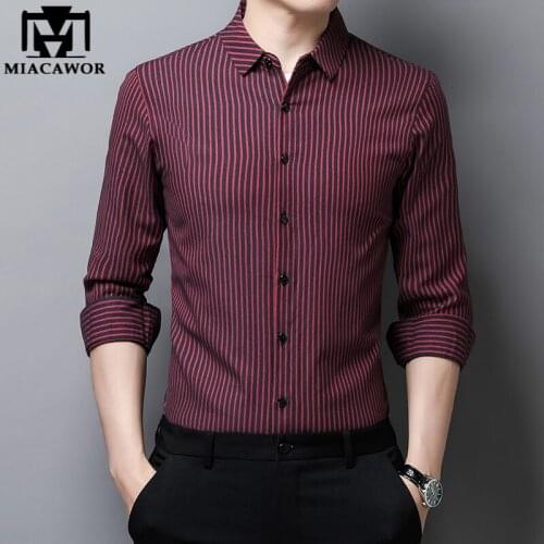 New High Quality Striped Shirts Men Slim Fit Dress Shirt Spring Long Sleeve Casual Shirts Camisa Masculina C727